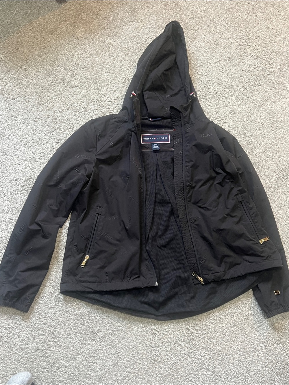 Tommy Hilfiger Black Hooded Utility Jacket with Zip Pockets